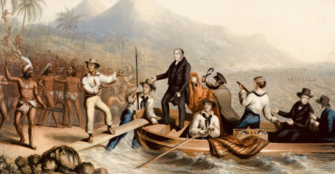 European explorers and indigenous people during early American exploration.