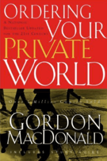 Book cover of 'Ordering Your Private World' by Gordon MacDonald with red background.