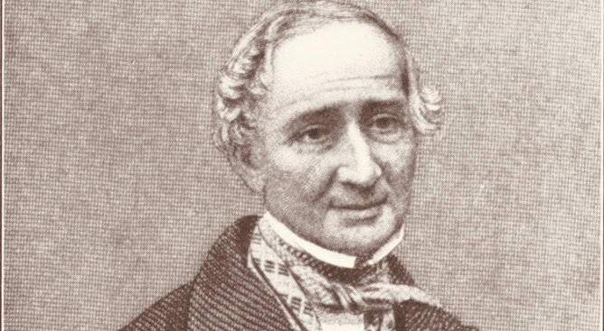 Historical portrait of a 19th-century missionary man in formal attire.