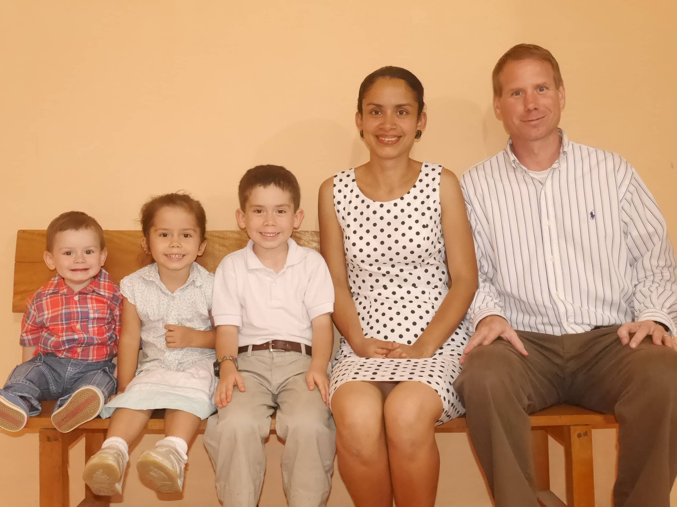 Family portrait of missionaries with children in Ecuador.