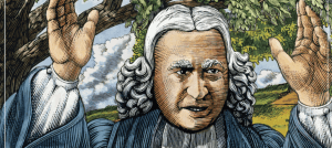Elderly man with gray hair and robes speaking outdoors.
