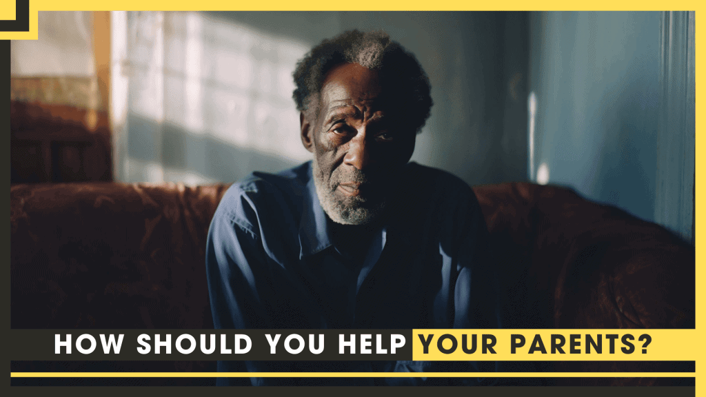 Elderly man with gray hair and beard sitting on a sofa in a dimly lit room.
