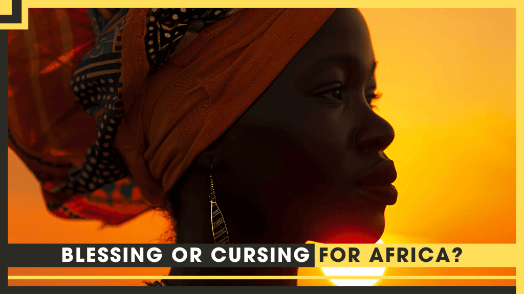 Portrait of an African woman wearing traditional headwrap at sunset.