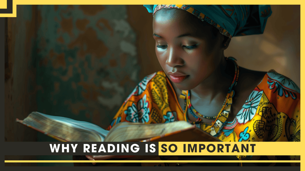 Young girl reading a book, highlighting the importance of literacy and education.