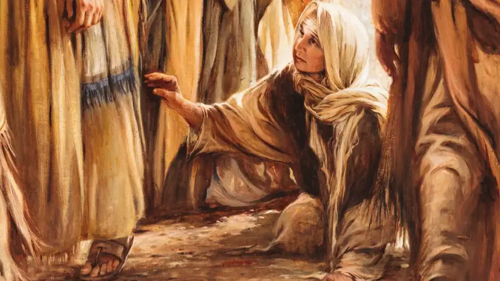 Jesus talking to a woman at the well, biblical scene.
